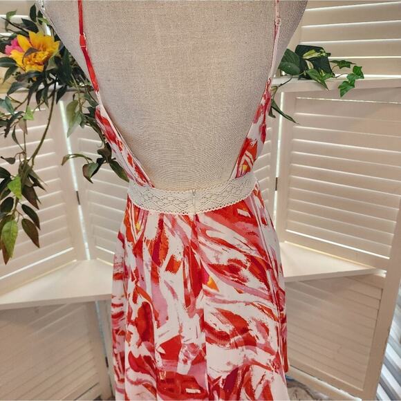 AQUA NEW  PINK/RED/MAUVE SUNDRESS  WITH LACE ACCENTS SIZE MED - Picture 4 of 6